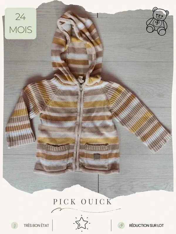 Gilet en maille rayé 🧸 Taille 24 mois 🧸 Pick Ouick